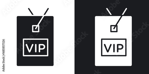 Vip pass icons vectors in solid black and white style