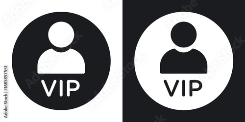 VIP person icons vectors in solid black and white style