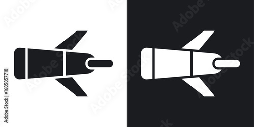 Torpedo icons vectors in solid black and white style
