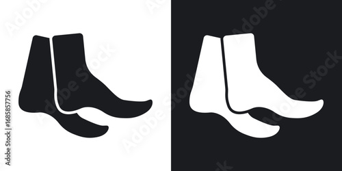 Tiptoe feet icons vectors in solid black and white style