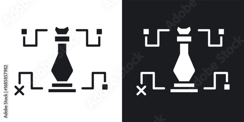 Strategical planning icons vectors in solid black and white style