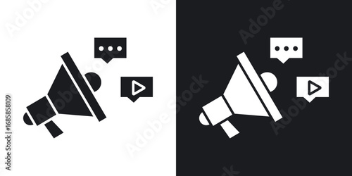 Social campaign icons vectors in solid black and white style