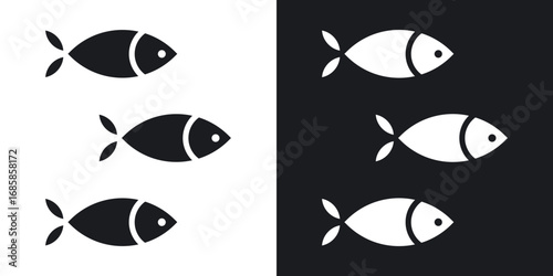 Shoal icons vectors in solid black and white style