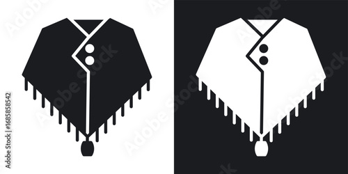 Poncho icons vectors in solid black and white style