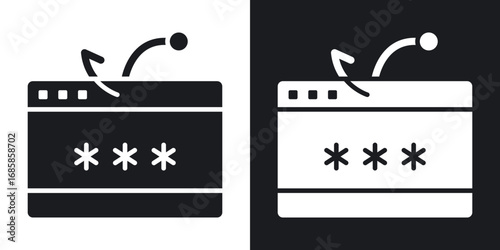 Password phishing icons vectors in solid black and white style