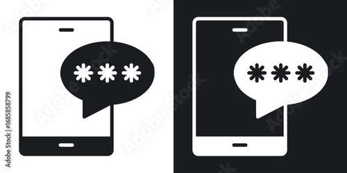 OTP icons vectors in solid black and white style