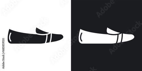 Loafer shoes icons vectors in solid black and white style