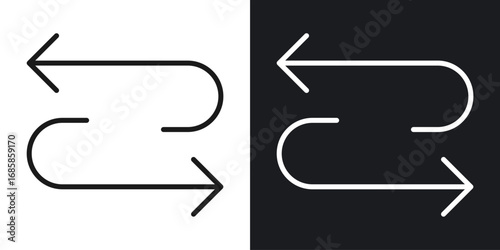 Left right direction icons vectors in solid black and white style