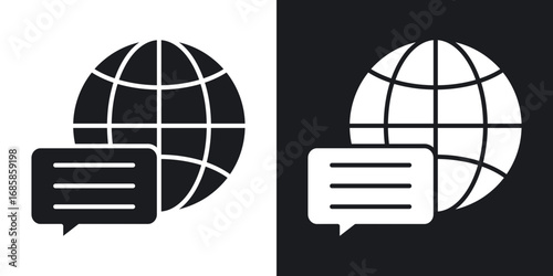Language icons vectors in solid black and white style