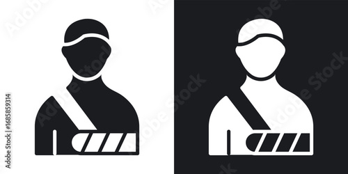 Injuries icons vectors in solid black and white style