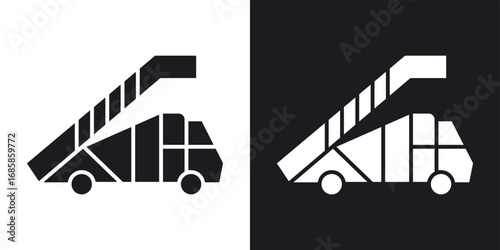 Gangway truck icons vectors in solid black and white style