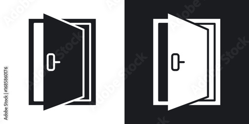 Door icons vectors in solid black and white style