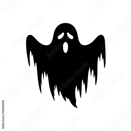 Vector art of simple black ghost with a sad expression, great for halloween themes
