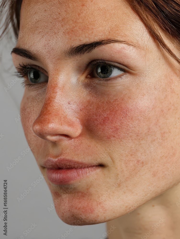 Fototapeta premium Close-up of woman's face showing skin texture.