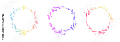 Radiant neon spectrum wave arranged in a circular shape. Eye-catching multicolor vector design ideal for sound, music, or festival visuals