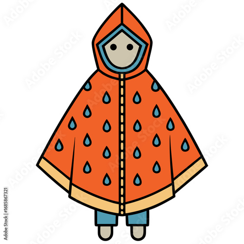 Rain Poncho Vector Illustration | Waterproof Coat Flat Design	