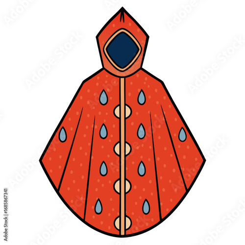 Rain Poncho Vector Illustration | Waterproof Coat Flat Design	