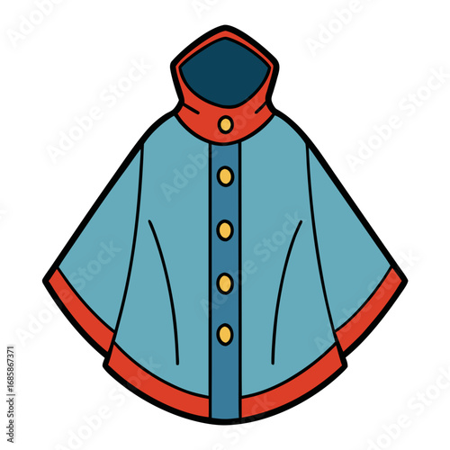 Rain Poncho Vector Illustration | Waterproof Coat Flat Design	