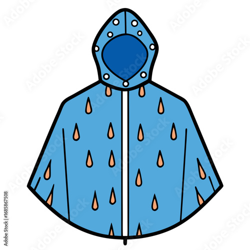 Rain Poncho Vector Illustration | Waterproof Coat Flat Design	