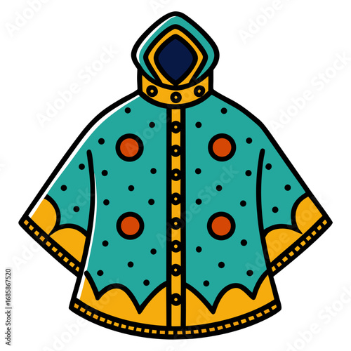 Rain Poncho Vector Illustration | Waterproof Coat Flat Design	