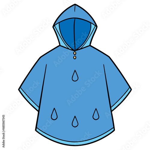 Rain Poncho Vector Illustration | Waterproof Coat Flat Design	