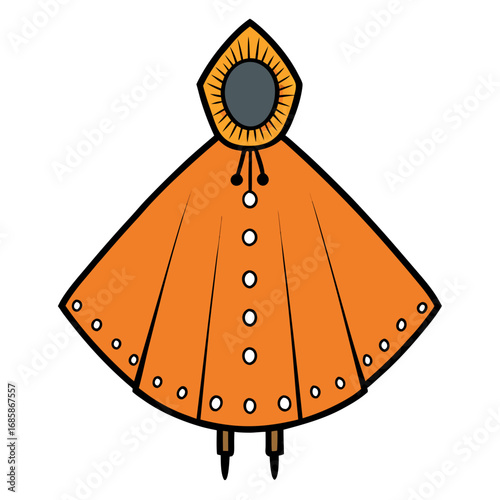 Rain Poncho Vector Illustration | Waterproof Coat Flat Design	