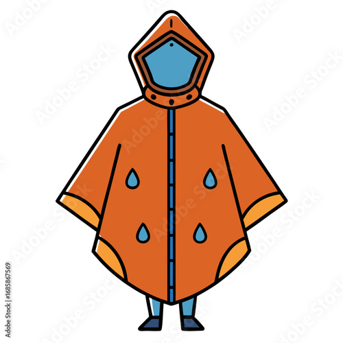 Rain Poncho Vector Illustration | Waterproof Coat Flat Design	