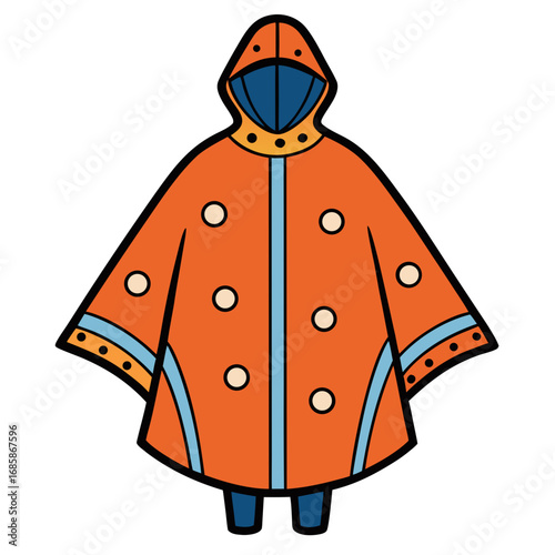 Rain Poncho Vector Illustration | Waterproof Coat Flat Design	