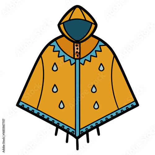 Rain Poncho Vector Illustration | Waterproof Coat Flat Design	