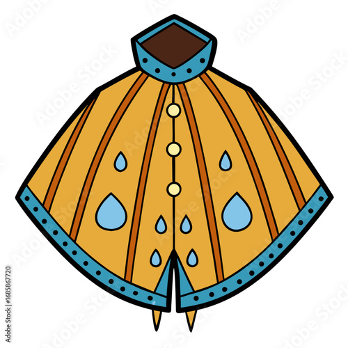 Rain Poncho Vector Illustration | Waterproof Coat Flat Design	