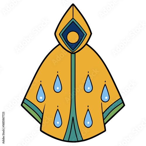 Rain Poncho Vector Illustration | Waterproof Coat Flat Design	