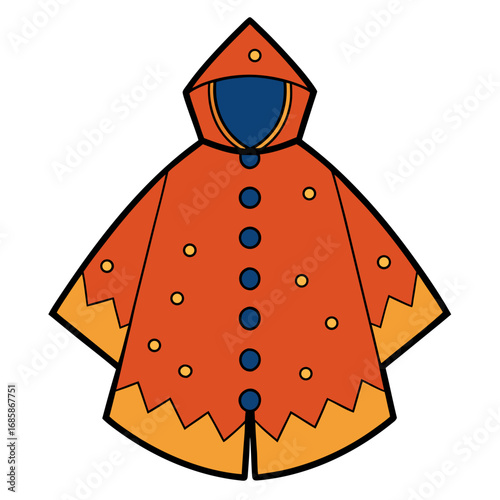 Rain Poncho Vector Illustration | Waterproof Coat Flat Design	