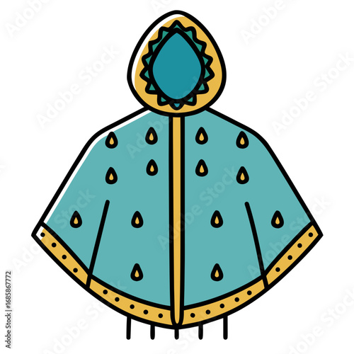 Rain Poncho Vector Illustration | Waterproof Coat Flat Design	