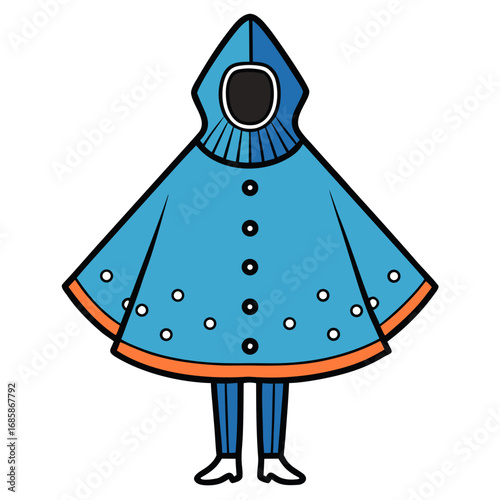 Rain Poncho Vector Illustration | Waterproof Coat Flat Design	