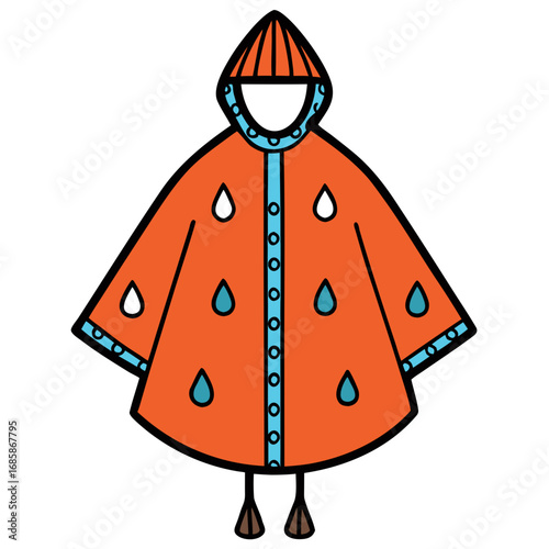 Rain Poncho Vector Illustration | Waterproof Coat Flat Design	