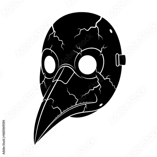 Vector art of black plague doctor mask with bird beak