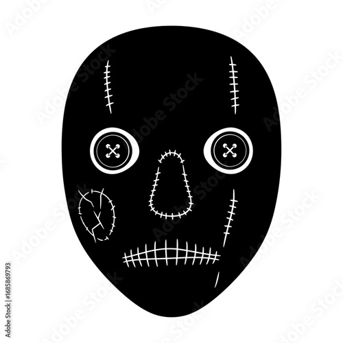 Vector art of creepy button eyes mask, a spooky and unsettling image for halloween designs