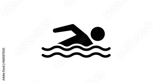 Minimalist swimming icon featuring silhouette of swimmer