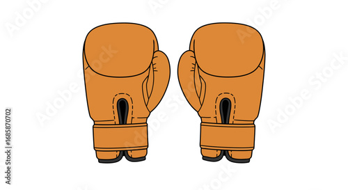 Pair of boxing gloves in a simple flat cartoon style design