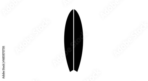 Classic surfboard silhouette design with minimalist black and white style