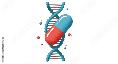 3d dna helix with capsule symbolizing genetic medicine