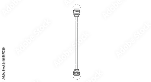 Futuristic linear connector with dotted elements in monochrome