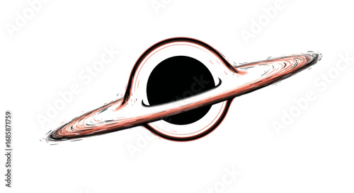 Abstract black hole with glowing accretion disk on white background