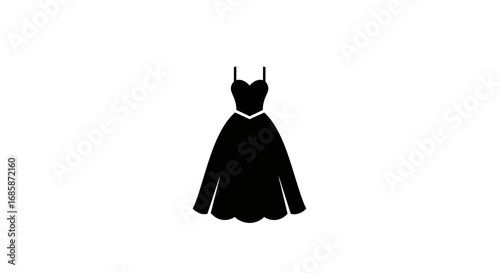 Elegant black dress silhouette icon on white background