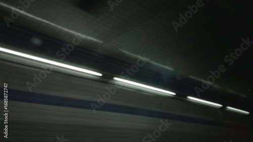 Driving Scenics of Underground Tunnel with Lights from Manhattan, New York City, to New Jersey