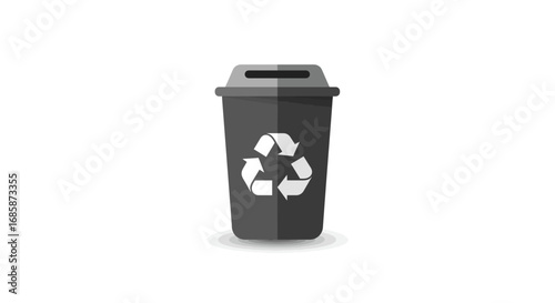 Recycle bin icon with eco-friendly symbol on minimalist container design