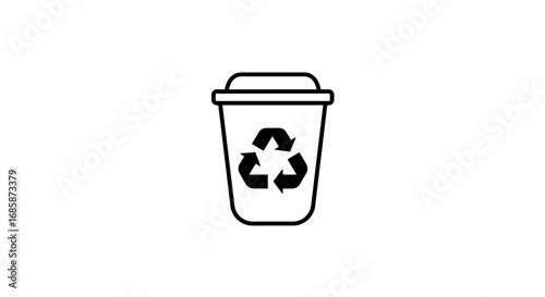 Minimalist trash bin with recycling symbol