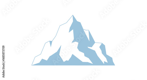 Minimalist blue mountain peak on white background
