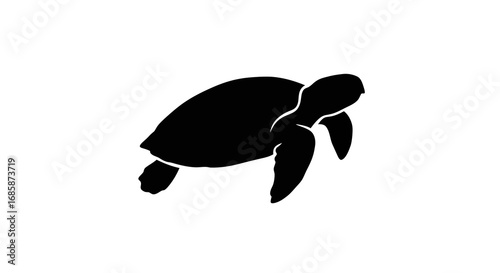 Sea turtle silhouette on white background: minimalist marine life art