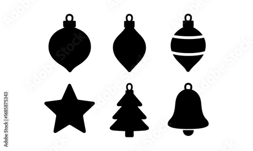 Silhouette christmas ornament set: classic shapes for festive design